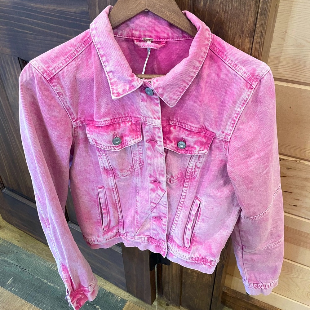 Free People pink denim jacket